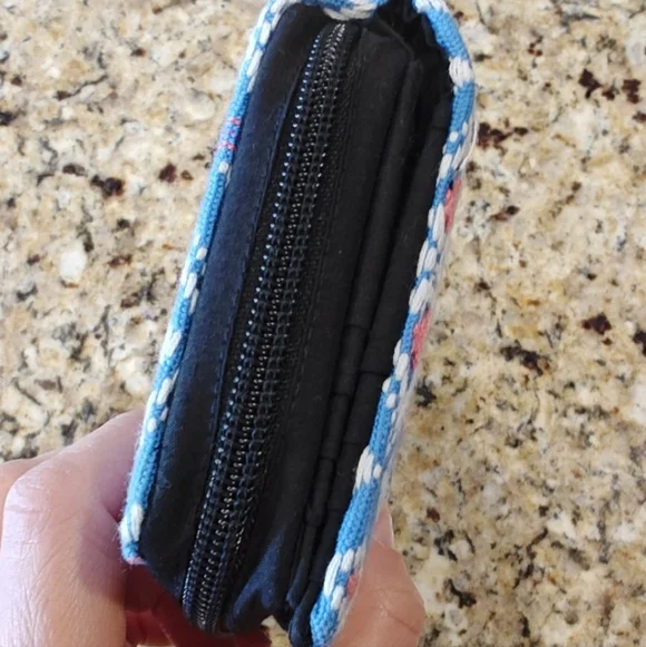 Blue Patterned Women's Fabric Clutch Wallet - Picture 6 of 12